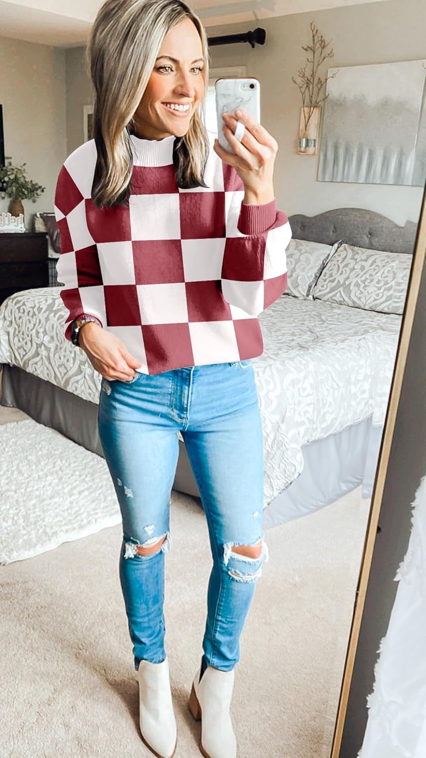 ZESICA Women's 2026 Spring Fashion Turtleneck Long Sleeve Striped Ribbed Knit Loose Pullover Sweater Tops - Image 5