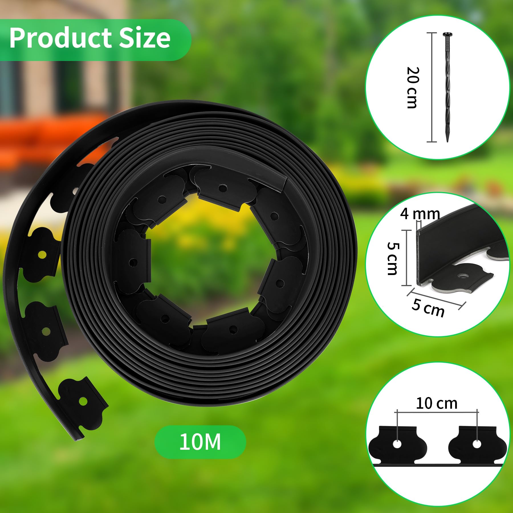 Forever Speed Bordure de Jardin en Plastique Flexible 20m x 5cm(LxH) [120 Ancrages au Sol + 2 Paire de Gants] Bordure de Gazon Bordure de Pelouse Clôtures de Jardin - Noir