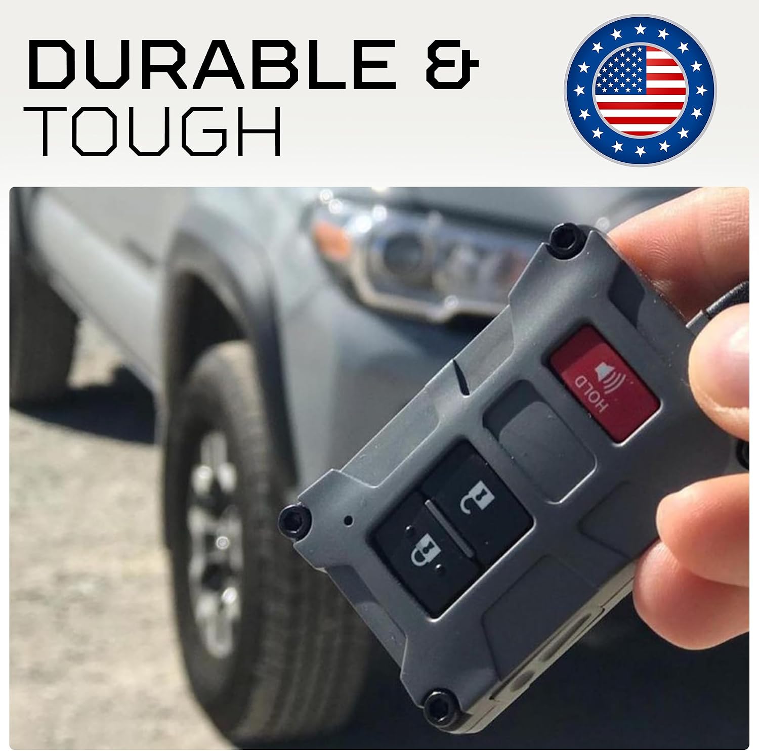 AJT DESIGN V1 Key Fob Case Replacement for Tacoma (2016–2023), Tundra (2020–2021), and 4Runner (2020–2021) with Push Button Start Only – Rugged PC-ABS Key Fob Shell – Made in the USA | Black