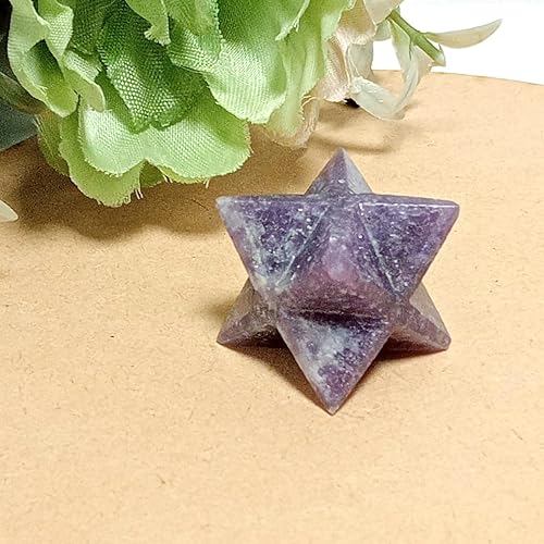 Miniatura 6 de Jet Energized Lepidolite Star Merkaba - Terapia de cristal internacional Jet de 1 pulgada, 40 páginas, tratamiento de equilibrio de chakras, la