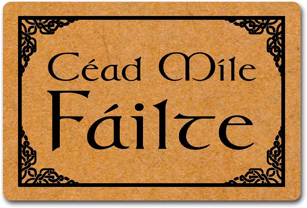 Welcome Mat Cead Mile Failte Funny Doormat for Home Entrance (23.6 X 15.7 inch) Fabric Top with Rubber Back Doormat for Front Door Indoor Outdoor Rug