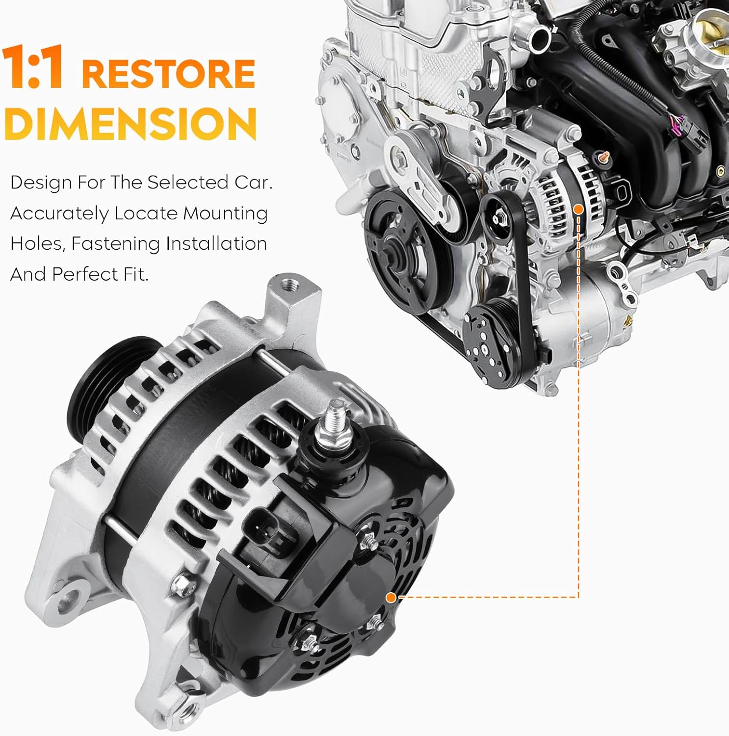 11295 New Alternator for Chrysler Town & Country for Dodge Grand Caravan 2008-2010 3.3L 3.8L V6, Jeep Wrangler 2007-2008 3.8L, Voyager 2008 3.3L, for Volkswagen Routan 2009-2010 3.8L, ‎04801304A