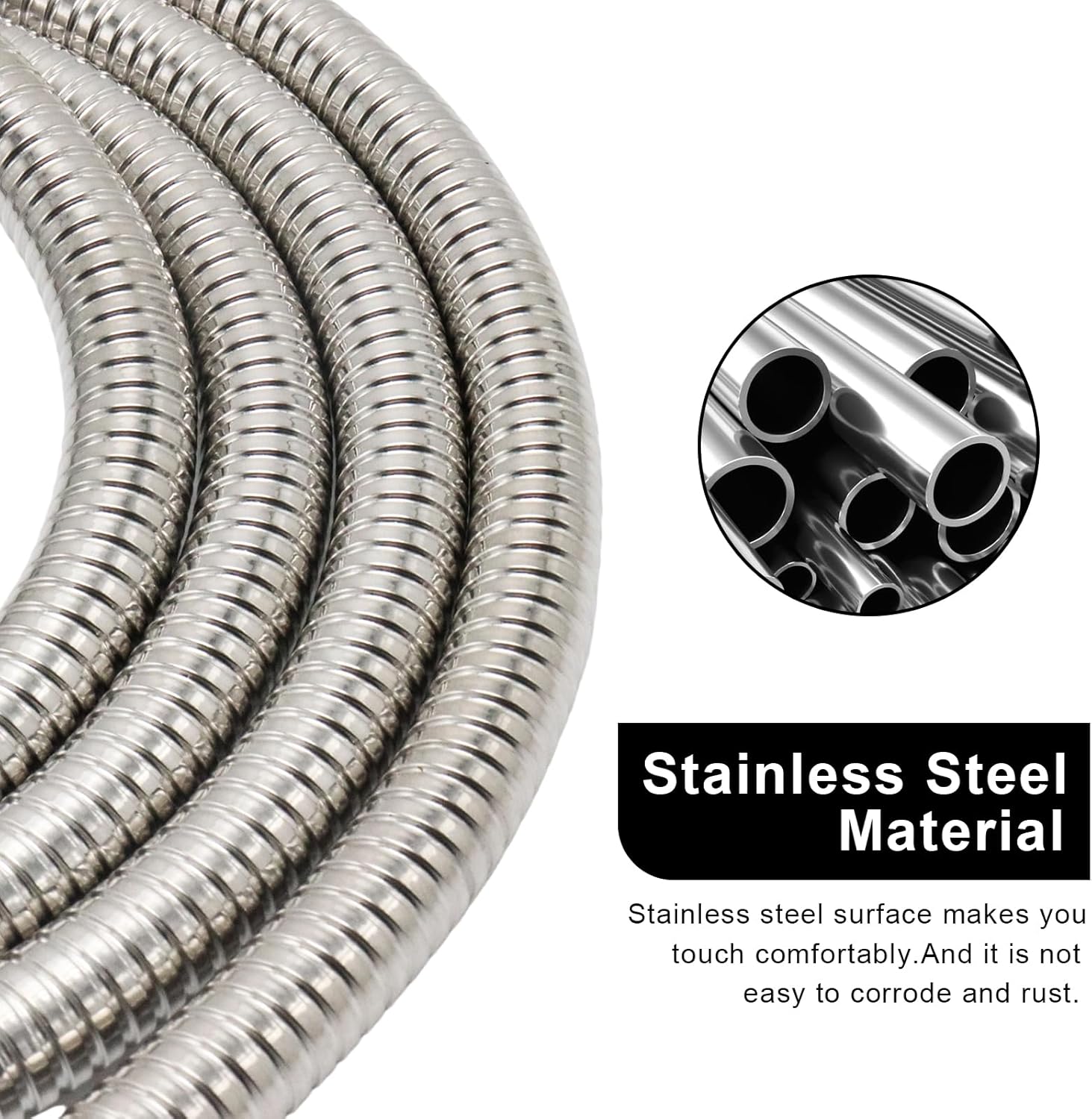 Shower Hose For Hand Held Shower Heads, 118 Inches Extra Long Stainless Steel Shower Hose Extension with Brass Insert and Nut Ultra-Flexible Replacement Part, Brushed Nickel