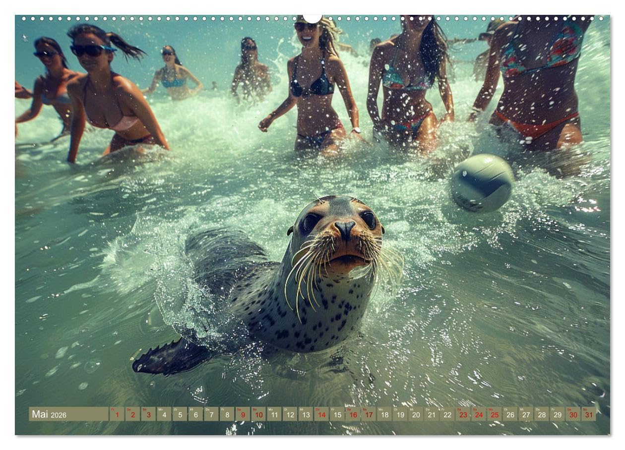 Tierische Balljunkies (hochwertiger Premium Wandkalender 2026 DIN A2 quer), Kunstdruck in Hochglanz: Ballsport und Tiere zusammen, das garantiert eine lustige Zeit