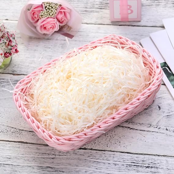 White Paper Shred Filler for Gift Wrapping and Box Filling | Lafite Grass Silk Paper, 20g Bag, Absorbent Void Filler for Chocolate and Candy, Birthday and Valentines Day Use