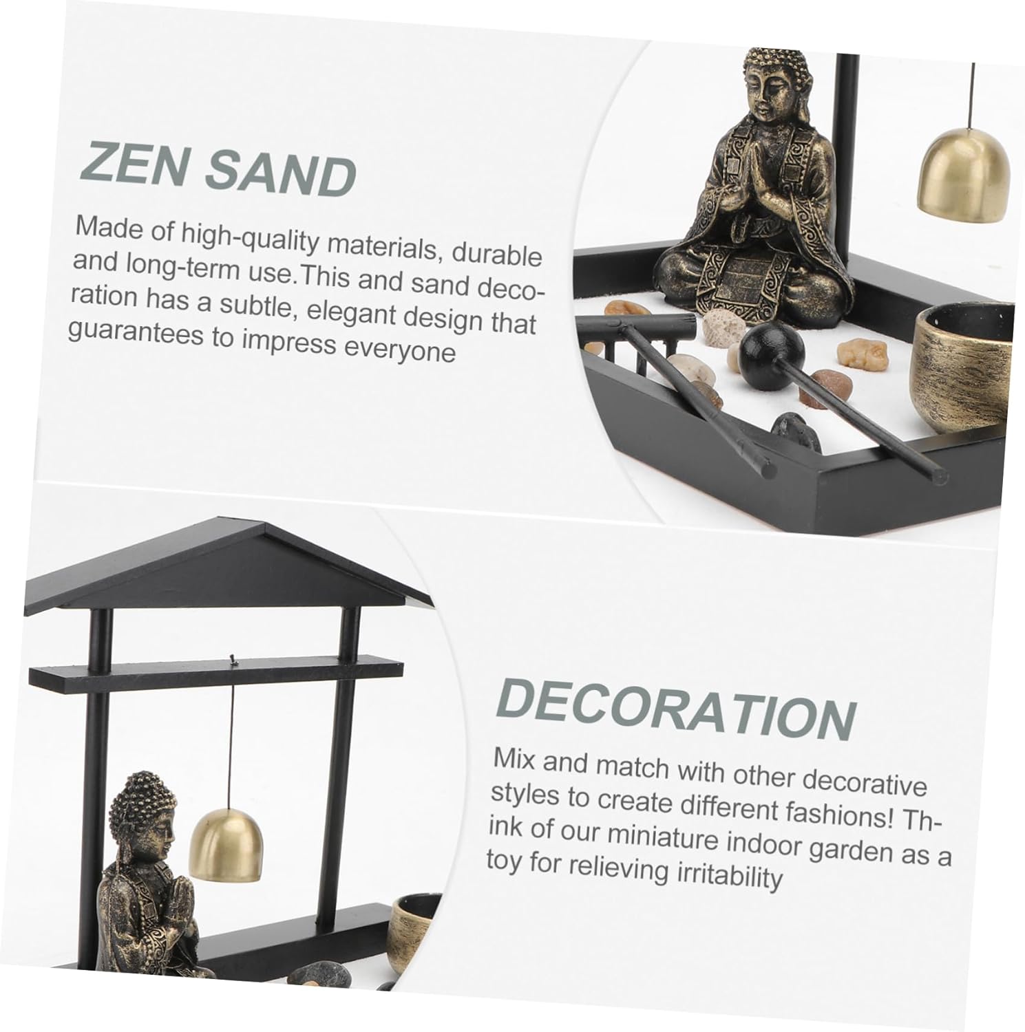 Mobestech 1set Zen Desktop Miniature Sand Garden Lifelike Accessories Decorative Resin Landscape Ornament for Home Office Meditation and Relaxation