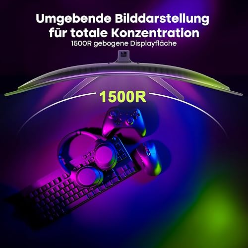 Amzfast 27 Zoll Curved Gaming Monitor 240Hz, 1920x1080 FHD, VA Curved 1500R, 1ms MPRT, Adaptive Sync, 4000:1 Kontrast, 95% DCI-P3, 130% sRGB, HDR, HDMI 2.0&DP 1.4, VESA 100x100mm, AMZG27C1 Pro - 7