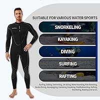 Vista 5 de Seaskin Traje de neopreno corto de 3mm para hombre y mujer, traje de buceo de cuerpo completo con cremallera frontal para buceo, esnórquel, kayak