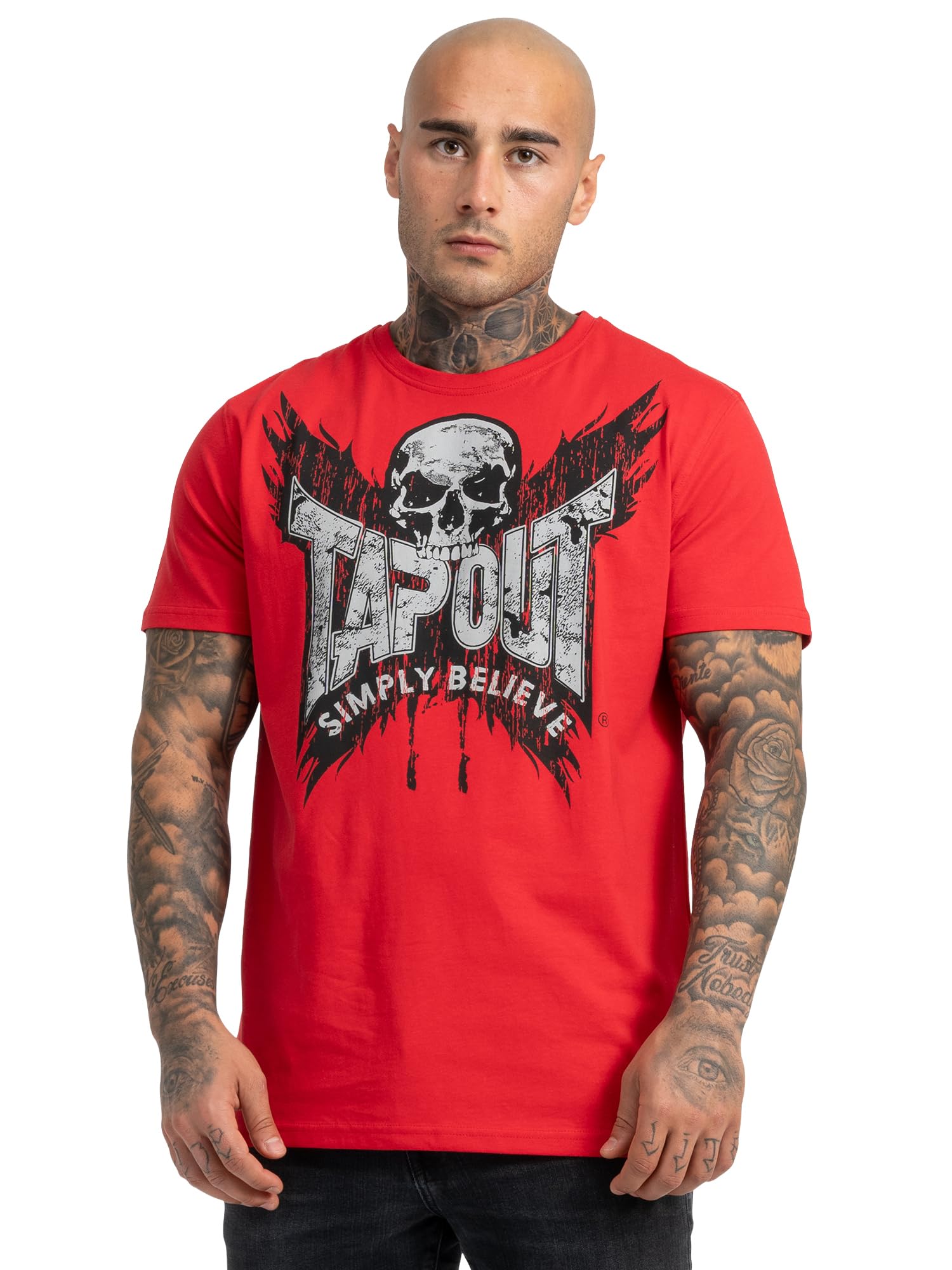 Tapout Men's Creston T-Shirt, Red/Black/Silver, S