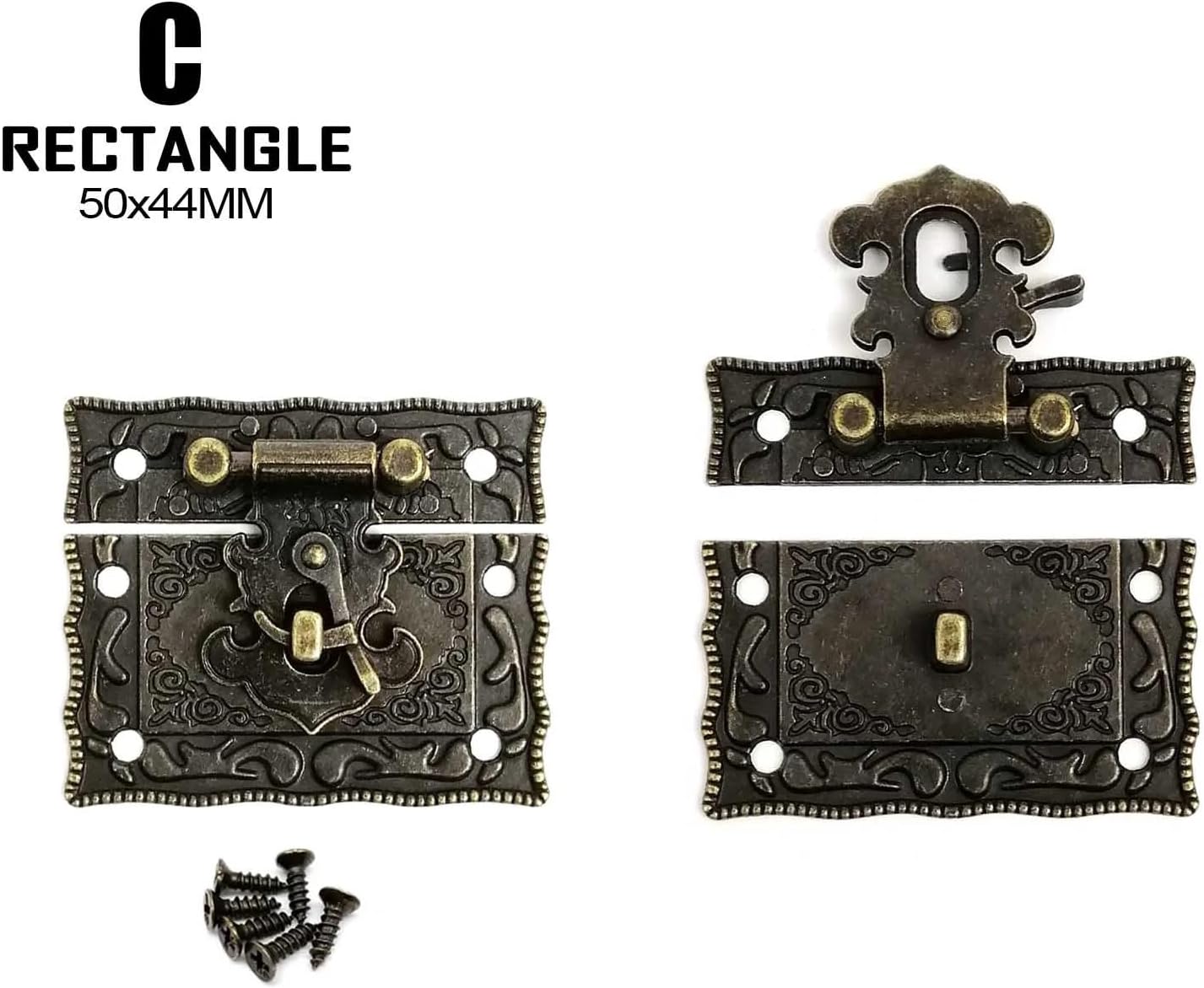 Jewelry Box Latch 20pcs Retro Antique Brass Decorative Jewelry Chest Wine Box Wood Gift Case Toggle Hasp Latch Catch Clasp(C)