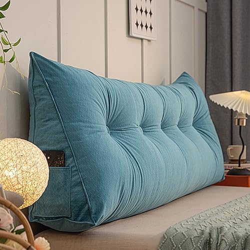 Almohada grande de cuña de lectura, cojín de terciopelo para cabecero, respaldo triangular, color sólido, para cama de día, litera, dormitorio con