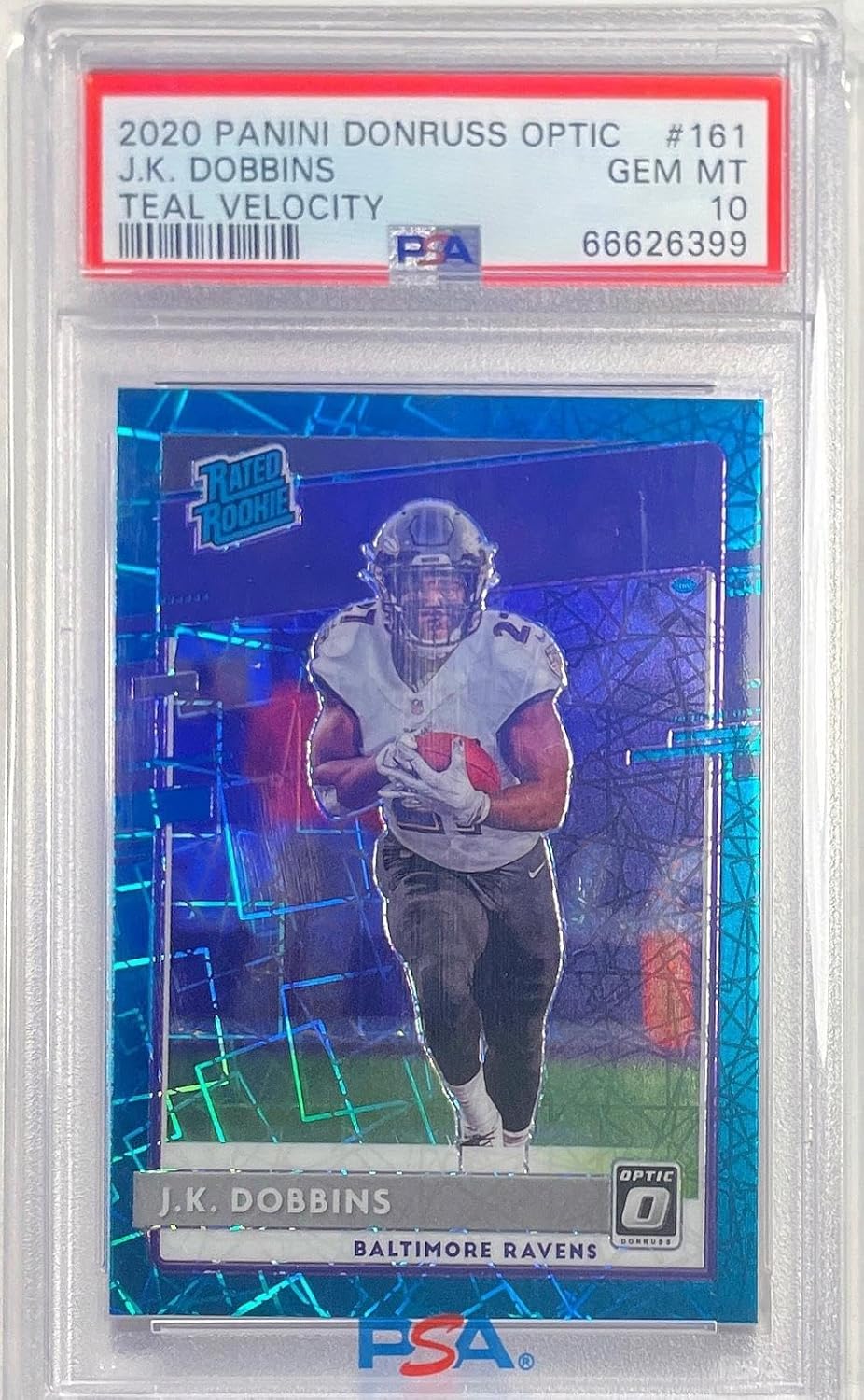 J.k. Dobbins 2020 Donruss Optic Velocity Holo Rc #161 Psa 10 Gem Pop 4 - Football Cards