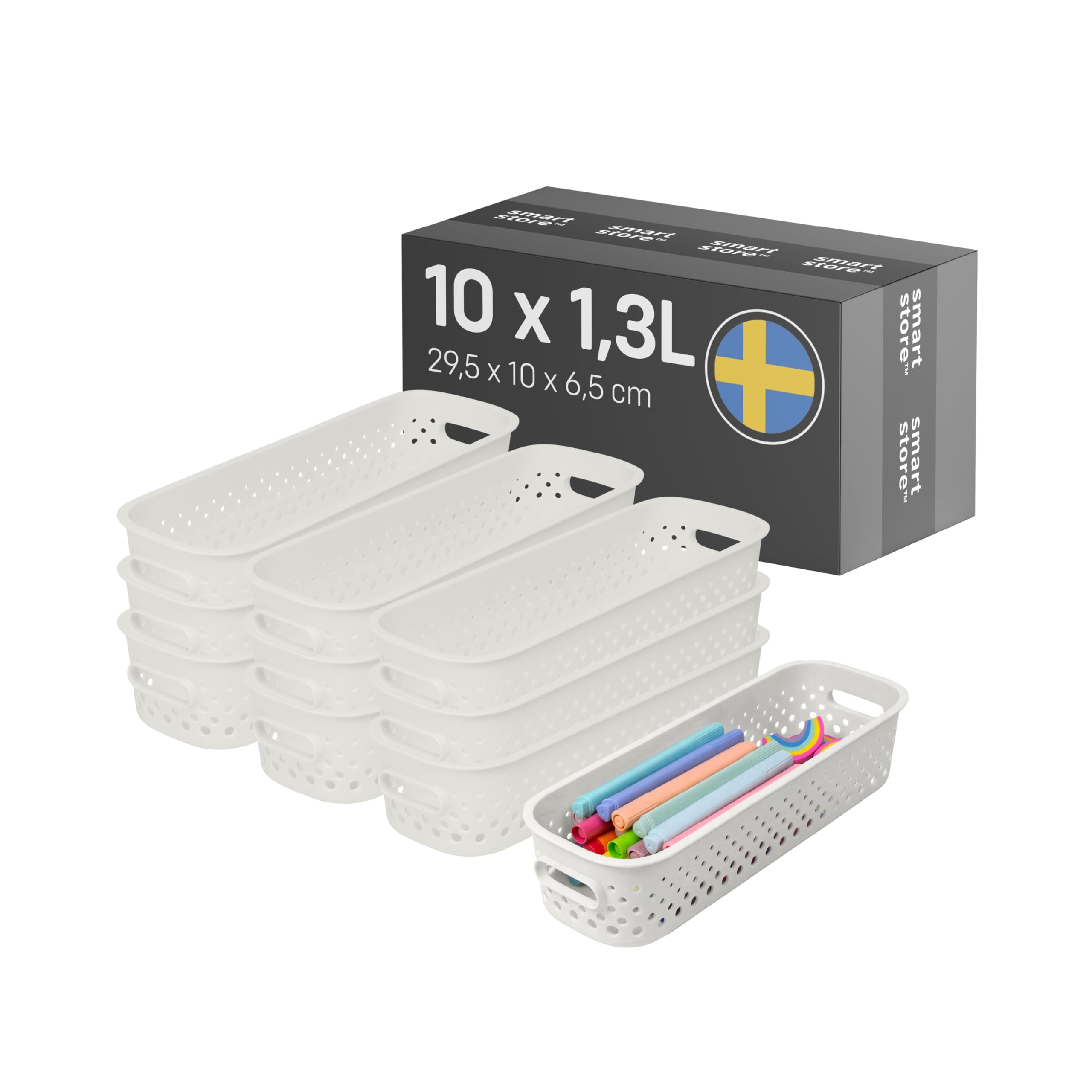 Boîte de rangement avec poignées SmartStore Essence Slim 10x1,3L pour placard et tiroir