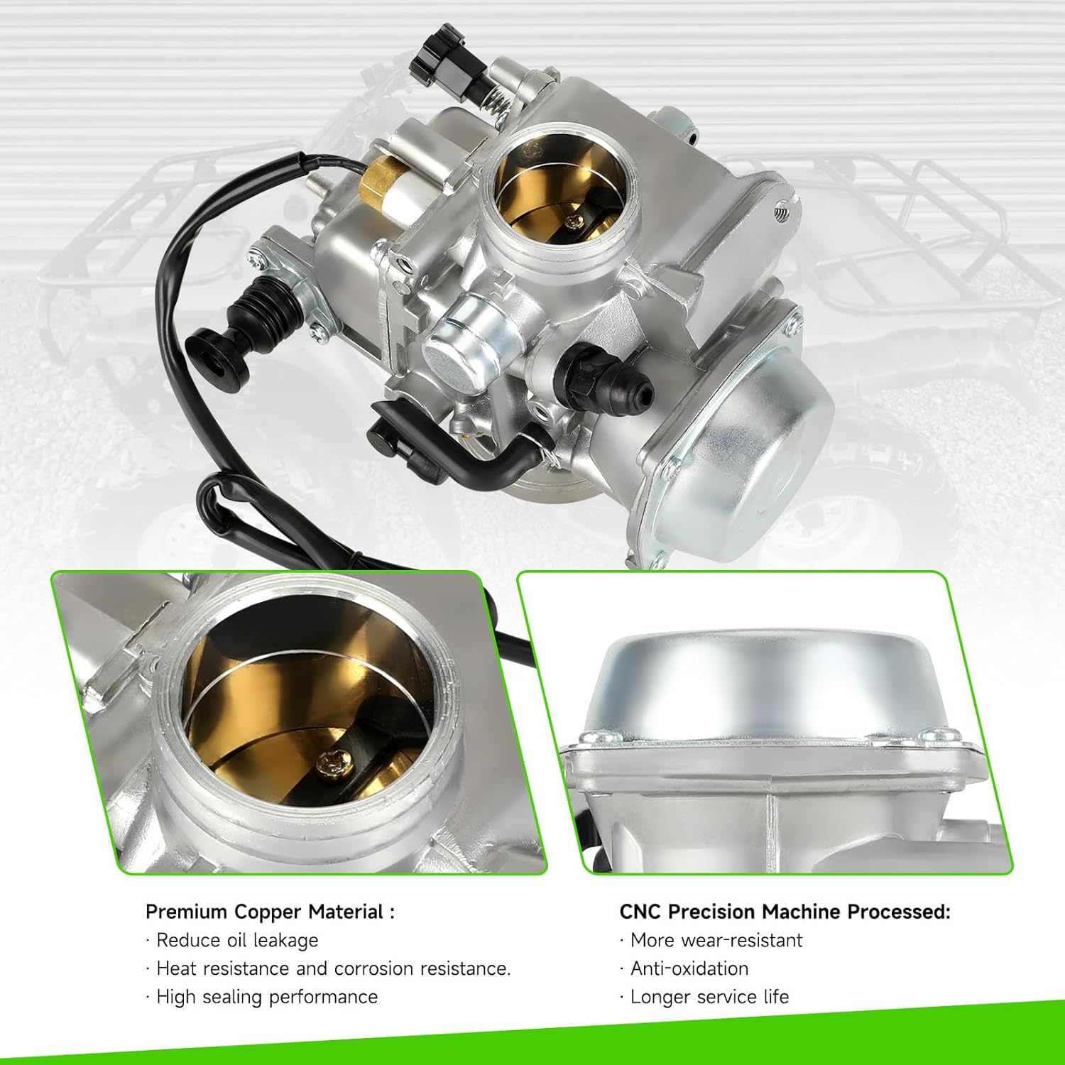 TRX350 Carburetor Kit Compatible with Rancher 350 2000-2006 TRX350TM TRX350TE TRX350ES TRX350FE Fourtrax 300 TRX300 Foreman ATV 4 Wheeler Replacement Parts with Oil Air Filter (Male Plug)