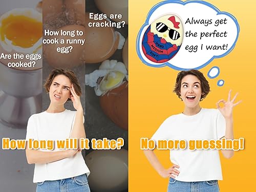 Miniatura 2 de Temporizador de huevos para hervir huevos, temporizador de huevos duros que va en agua (rojo y azul, paquete de 2)