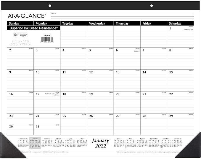 2022 Desk Calendar by ATAGLANCE, Monthly Desk Pad, 213/