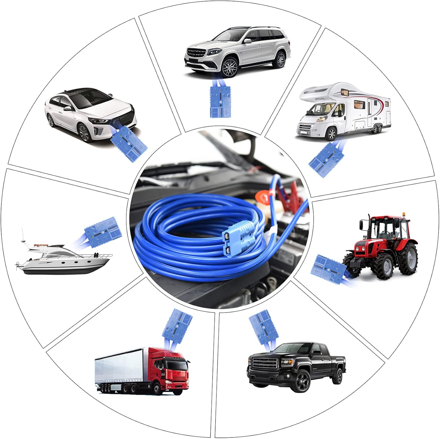 TOPDC Quick Connect Power Cable 1 Gauge 5 Feet Jumper Cables for Car, SUV and Trucks Battery, Heavy Duty Automotive Booster Cables for Jump Starting Dead or Weak Batteries (Pack of 2)