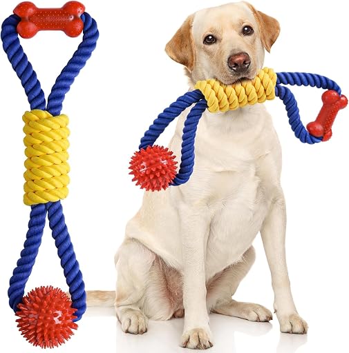 Aitmexcn Dog Rope Toy, Interactive Tug of War Toy for Medium and Large Dogs | Natural Cotton, Durable Chew Toys for Boredom, Teeth Cleaning, Pull Rope Toy for Dogs (ASIN B0DZX8CG1P), rank #8 by monthly sales volume for 'Tug Of War Rope' on Amazon