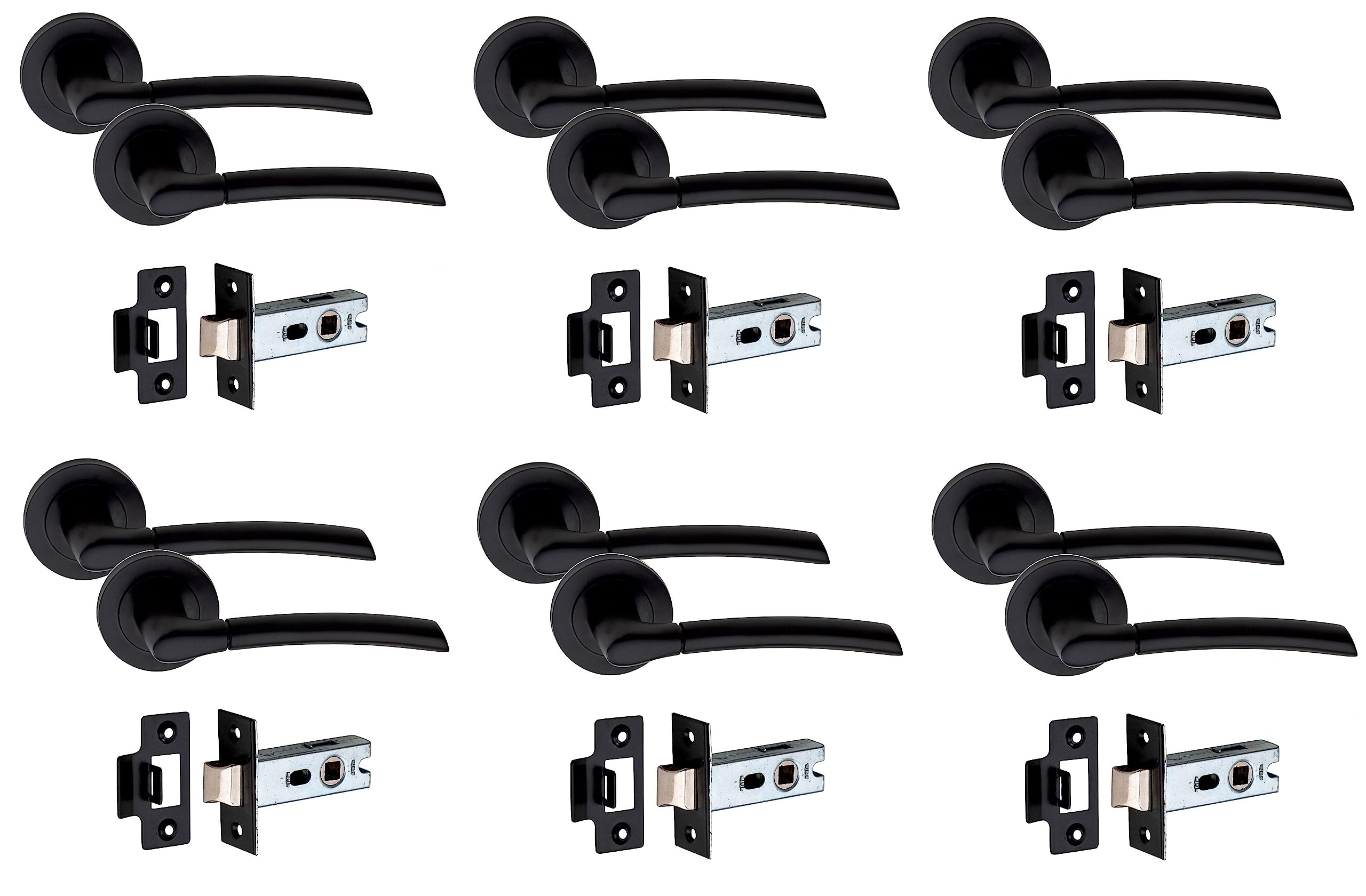 Golden Grace Indiana Door Handle Pair - Matt Black - 6 Pack