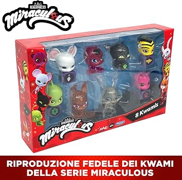Bandai - Miraculous Tikki, Plagg, Trixx, Wayzz, Pollen, Nooroo, Fluff and Duusu 8 Kwamis Pack - Mini Figure Collection-P50532, P50532, Multi-Colour