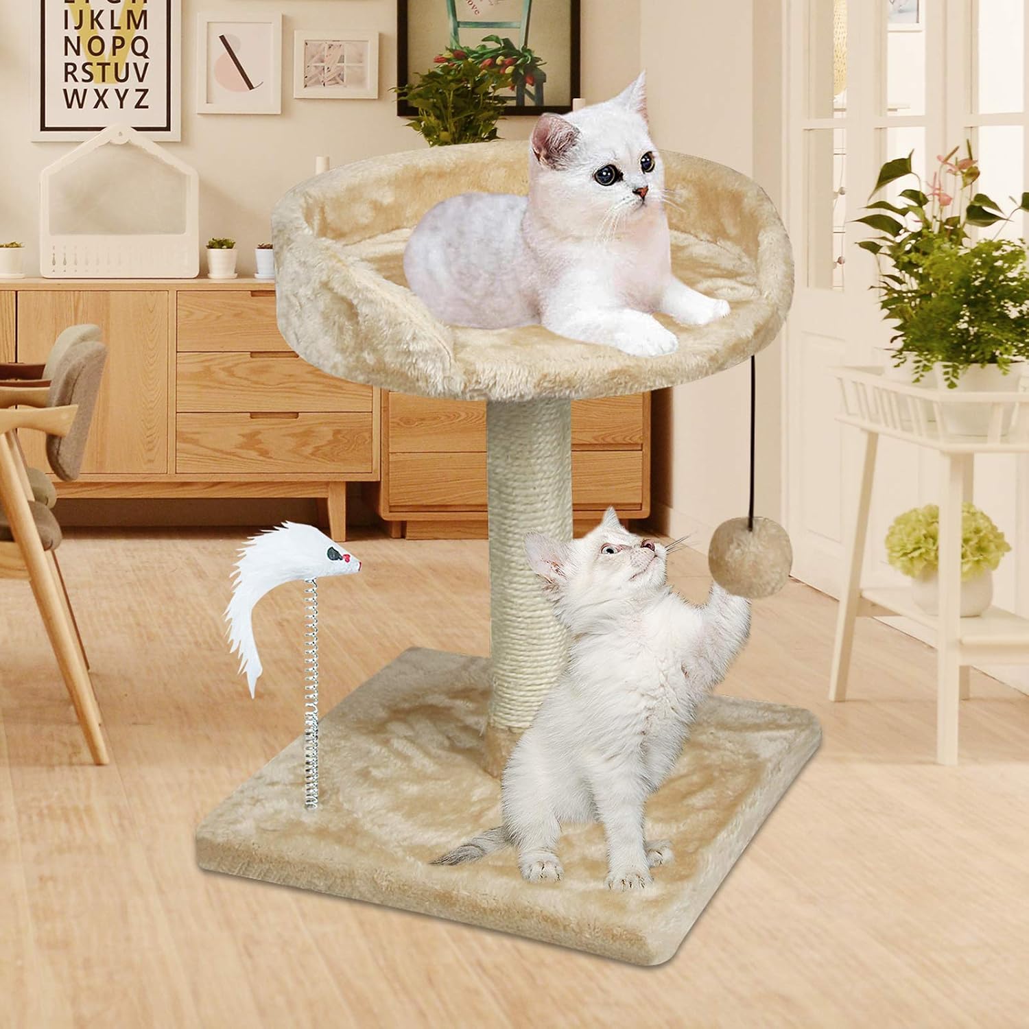 YUFU Cat Tree and Towers Kitten Small Cat Tree with Large Platform and Natural Sisal Scratching Posts for Kitten Playing Relaxing Sleeping