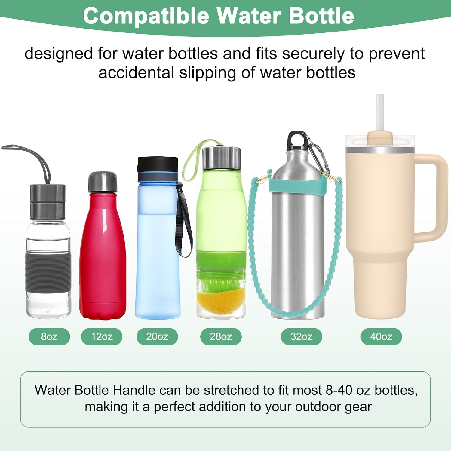 M METERXITY Water Bottle Handle, Silicone Portable Water Bottle Sling Carrier, Holder with Straps for Stanley Cup/Most Cups Accessories image 5