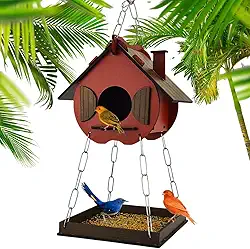 Comedouro Tratador Pássaros Livres Casinha De Passarinho Mdf (Vermelho)