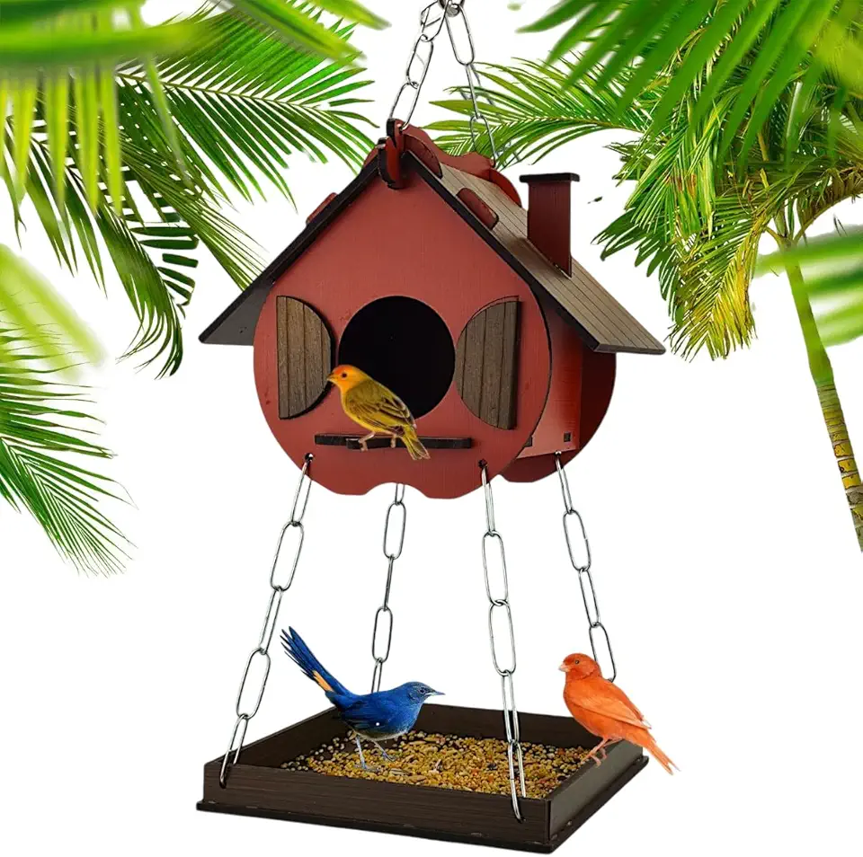 Comedouro Tratador Pássaros Livres Casinha De Passarinho Mdf (Vermelho)