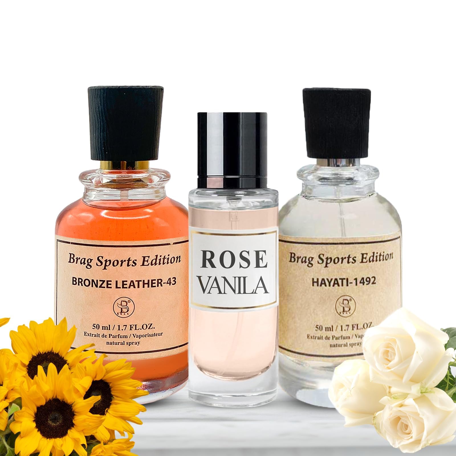 B Brag Pack of 3 Hayati 50ml + Rose Vanilla 30ml + Bronze Leather 50ml | Exclusive Fragrance Set for Men and Women | Elegant and Unique Scents for Every Occasion | عطر نسائي | عطور للرجال