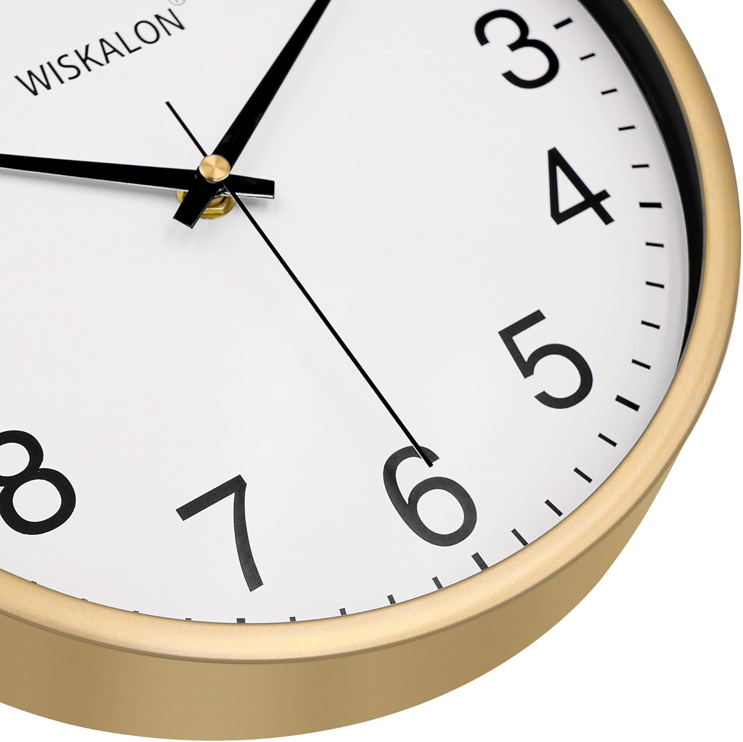 10in Silent Gold Wall Clock Battery Operated Modern Kitchen Horloge Murale | Non-Ticking Golden Frame Elegant Classic Digital Round Clock for Bathroom Living Room