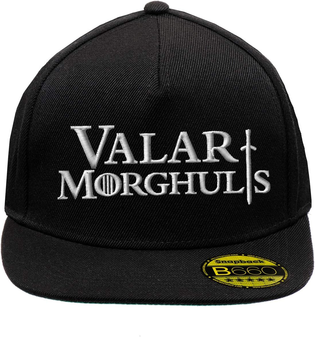 Valar Morghulis Game of Thrones White Hat Flat Peak Adjustable Snapback Unisex Original Embroidered Urban Logo Cap