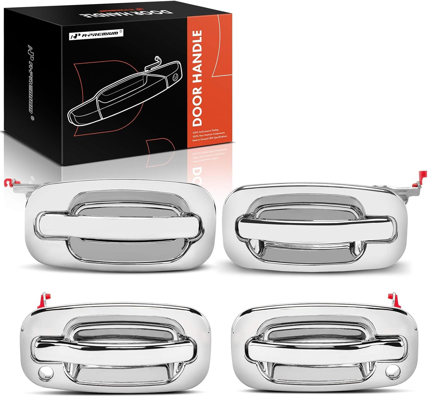 A-Premium - 4Pcs Chrome Exterior Door Handles - Compatible with Chevy Silverado 1500 2500 3500, Tahoe, Suburban, Avalanche & GMC Sierra, Yukon & Cadillac - 2000-2007 - Front & Rear Driver & Passenger