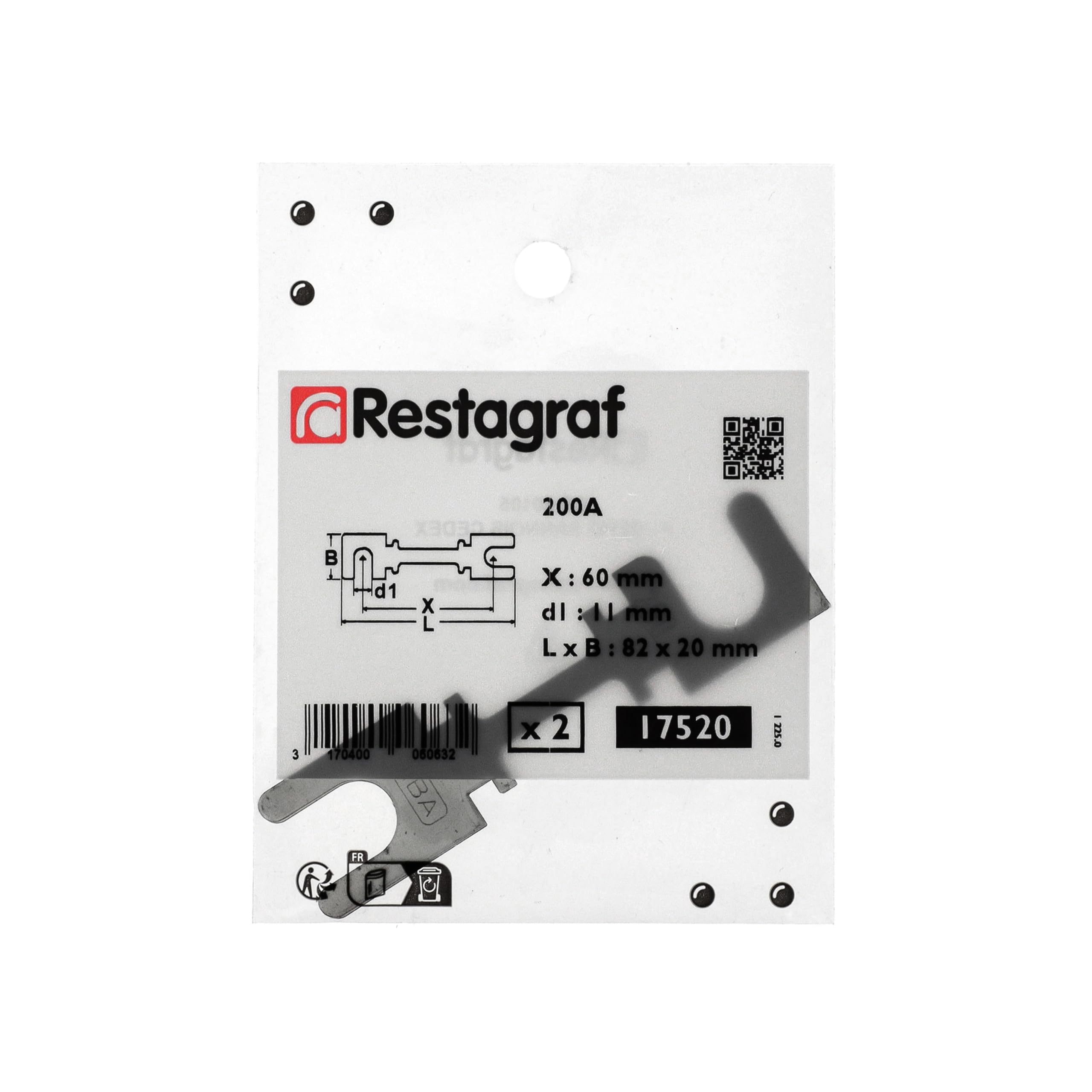 Image secondaire de Fusibles à Ruban Restagraf pour Protection Électrique - 200 A - Sachet de 2