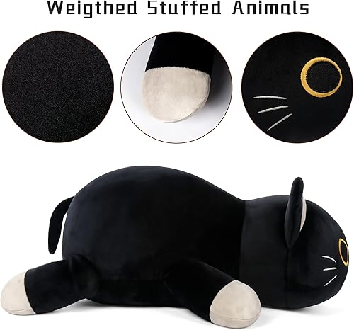 Miniatura 2 de Animales de peluche con peso de gato negro de 24 pulgadas, almohada de gato negro con peso de 4.2 libras, regalo para niños y adultos