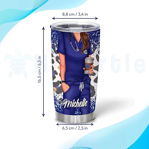 Vista 22 de Hyturtle Regalos personalizados para enfermeras para mujeres, cumpleaños, Navidad, estetoscopio, enfermera, vaso de acero inoxidable con nombre