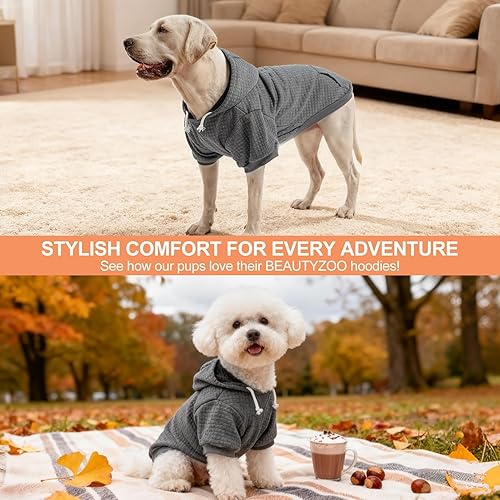 Vista 203 de BEAUTYZOO Suéter con capucha para perros pequeños y medianos con bolsillos, ropa para perros pequeños y medianos, abrigos de algodón laminado