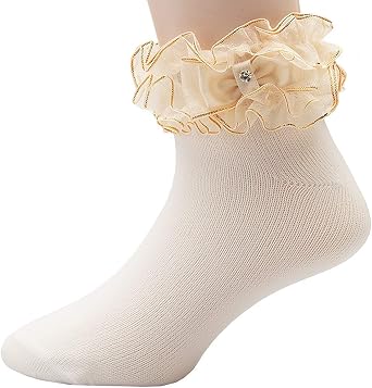 iGirlDress Little Girls Organza Multi Color Ruffle Special Occasion Ankle Dress Socks infant -11yrs
