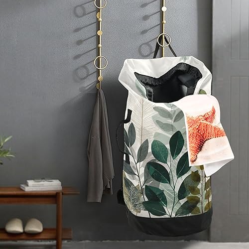 Vista 160 de Mochila de lavandería con correas ajustables para el hombro, bolsa de lavandería sucia para viajes, campamento, universidad, resistente, Rosa floral