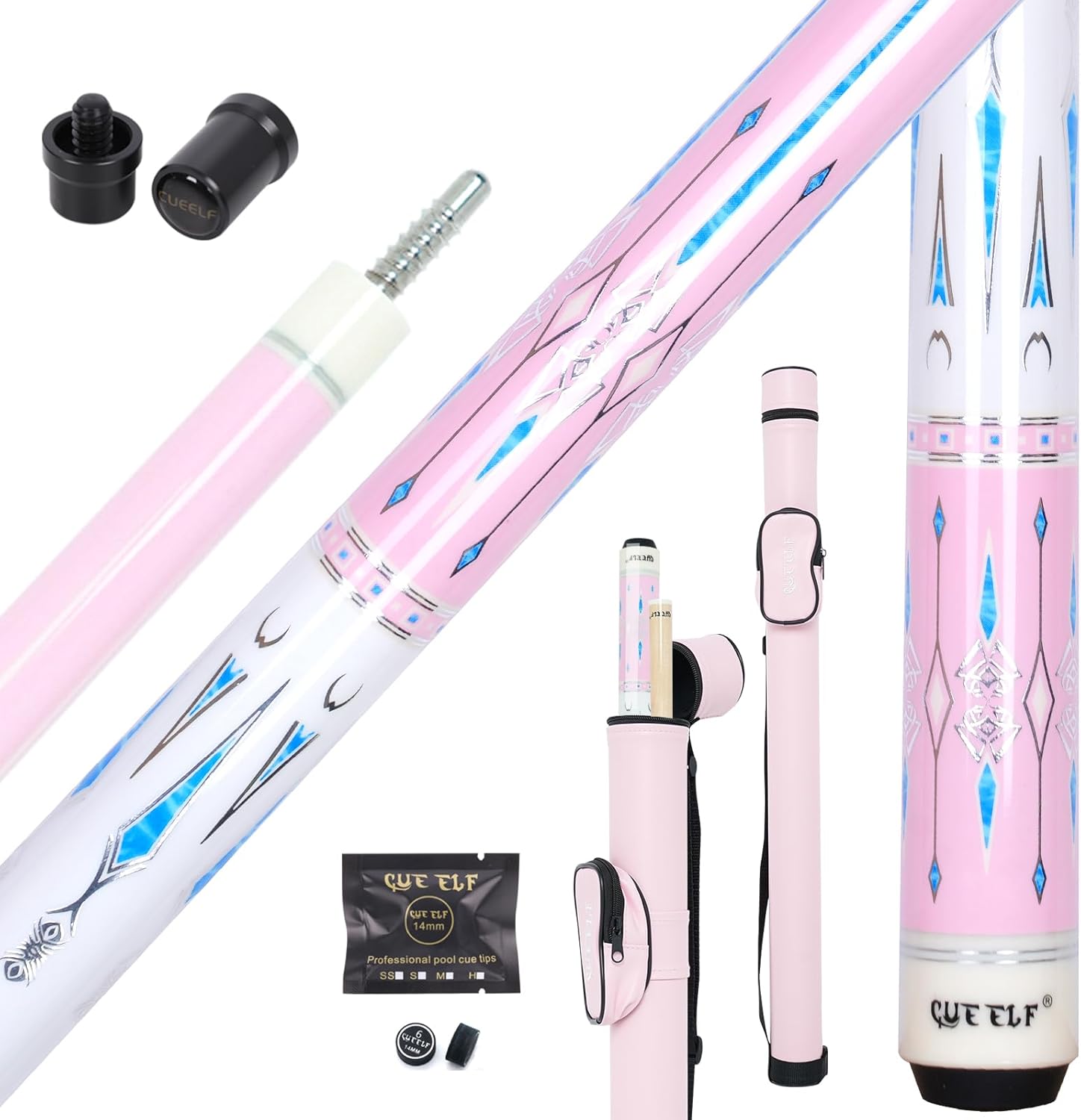 Pink Pool Cue Stick 58inches Canadian Maple Billiard Cue Sticks Professional Pool Stick Gifts for Women and Ladies