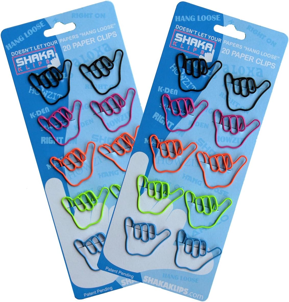 Shaka / Hang Loose Shaped Paper Clips - 2 Packs of 20
