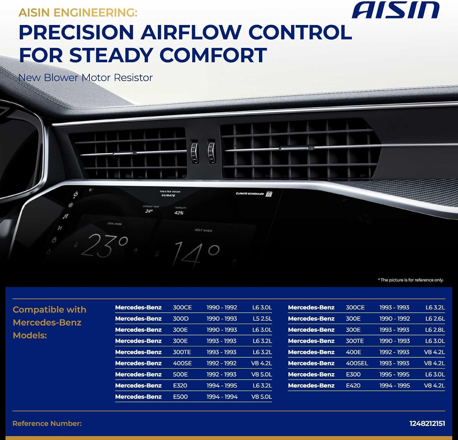 AISIN AFTERMARKET BMRMB-00123 HVAC Blower Motor Resistor Kit - Compatible with Mercedes-Benz E300 1995, E320 1994-1995, E420 1994-1995, E500 1994, 300D 1990-1993, 300E 1990-1993, 400E 1992-1993