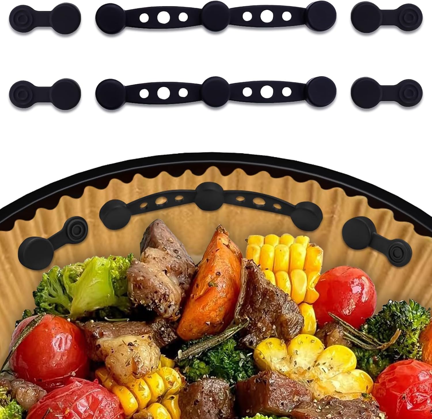 [Zestaw 2/4] Silikonowe Magnesy do Papieru do Pieczenia Airfryer - Zapobiegają Przykrywaniu Żywności, Magnetyczna silikonowa naklejka mocująca,Do Ninja/Philips/Cosori
