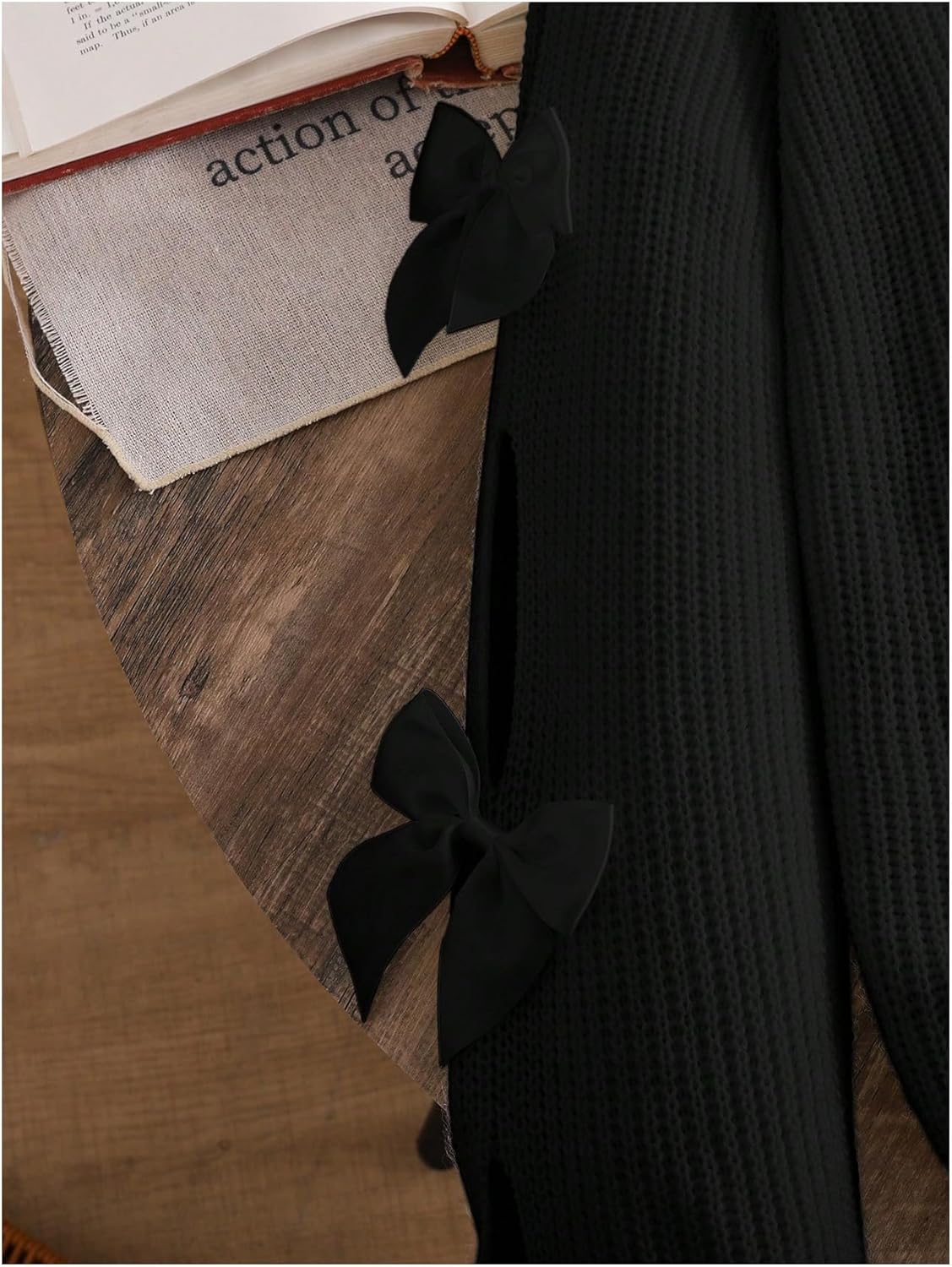 Girl's Cute Bow Sweaters Cutout Long Sleeve Knitted Pullovers Kawaii Fall Tops - Image 4