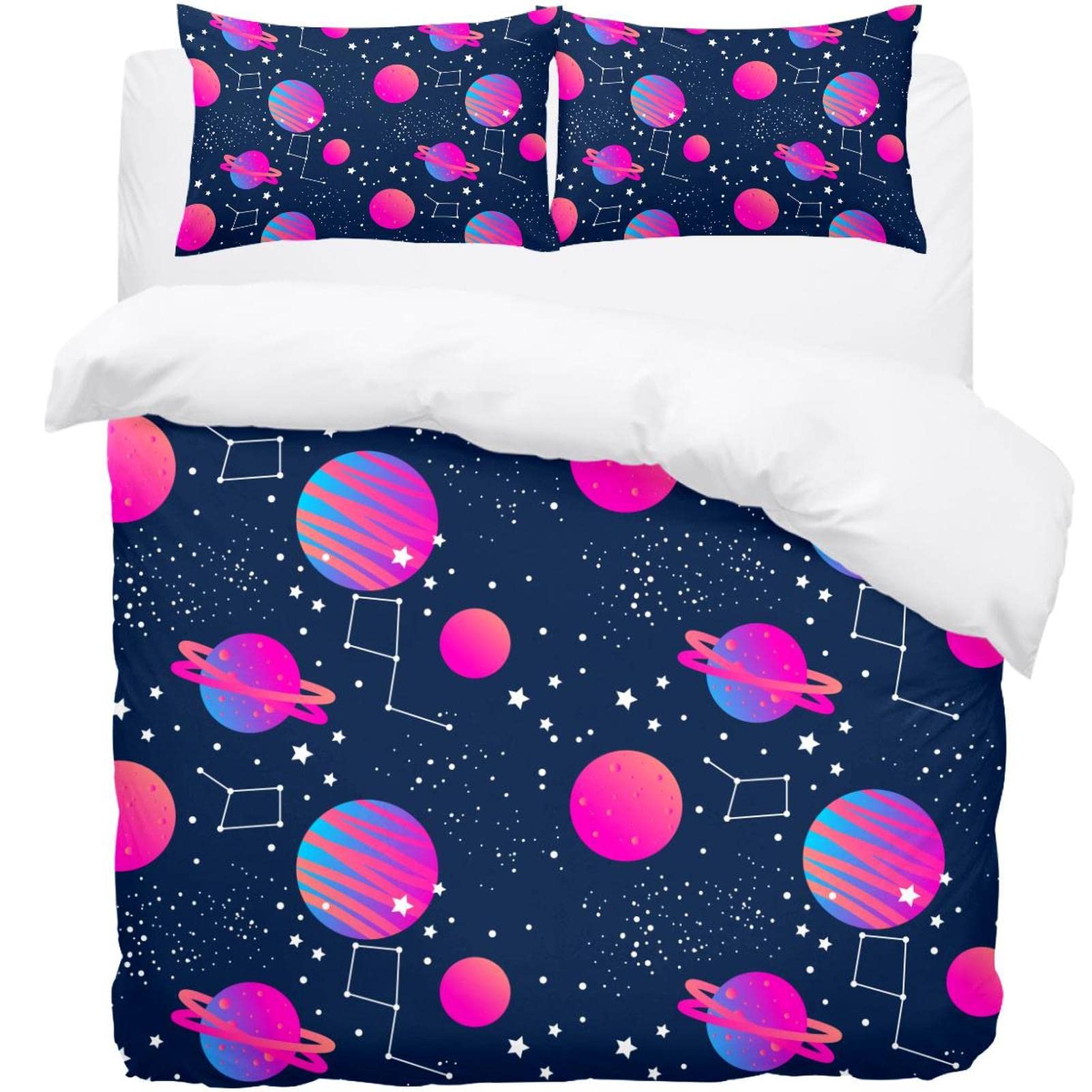 Housse de couette galaxie premium parure de lit violette au toucher soyeux