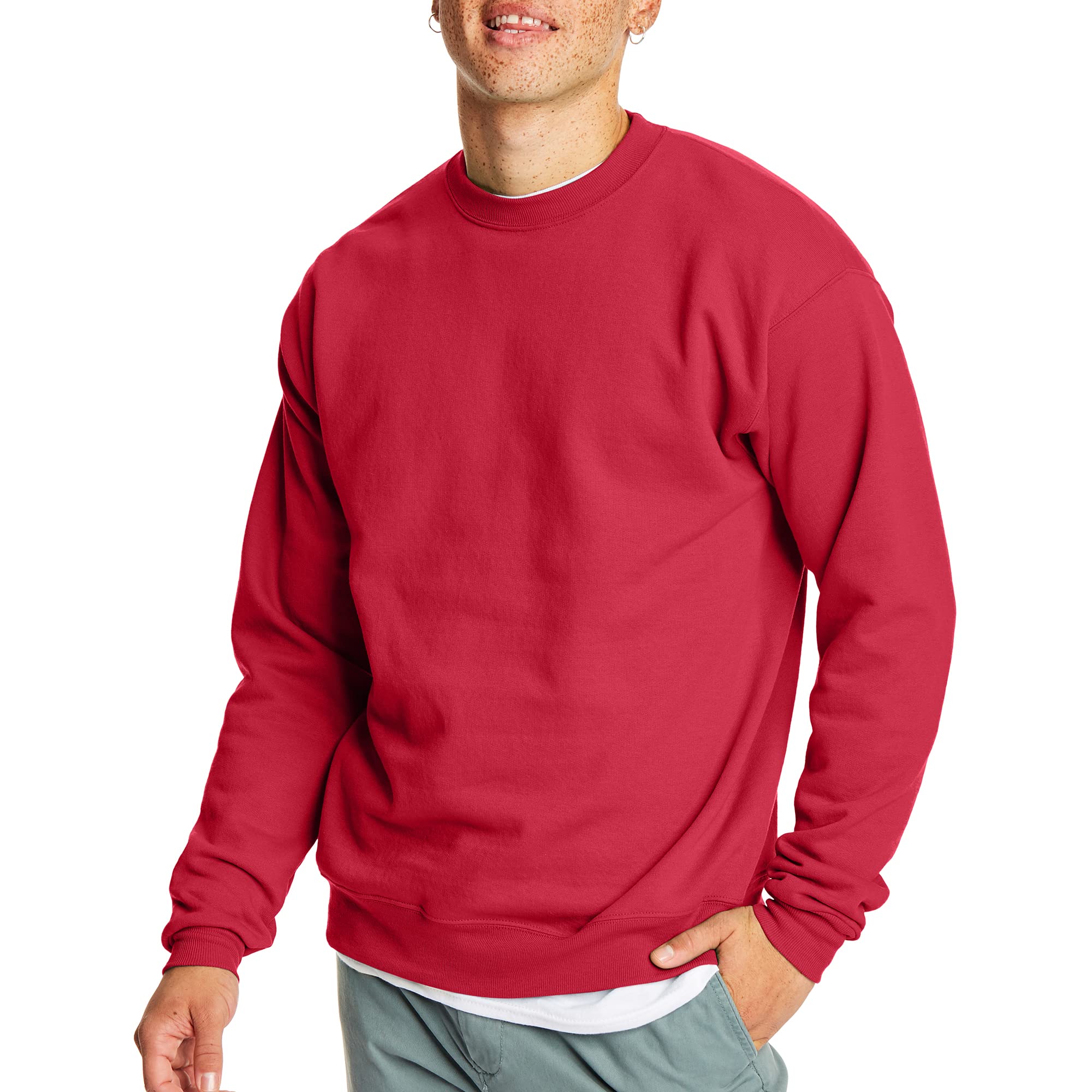 Hanes Men's Sweatshirt, EcoSmart Fleece Crewneck Sweatshirt, Big & Tall Available, 1 or 2-Pack: 2 Deep Red - 2 Pack 3X-Large