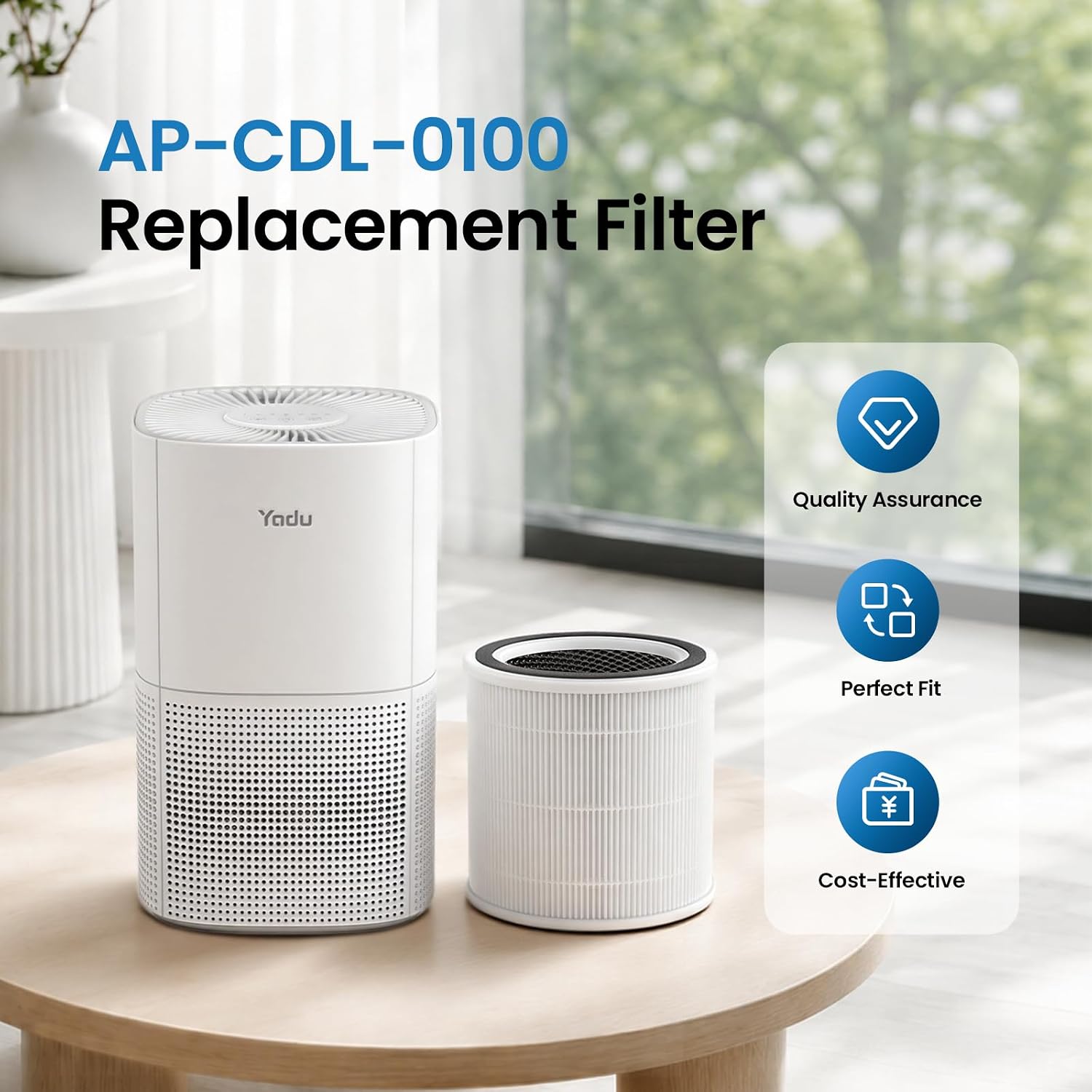 YADU True H13 HEPA Air Purifier for Bedroom with 1 Replacement Filter Included, 360° Surround Intake, Smart APP Control, Quiet 18dB Air Cleaner for Home, Office & Dorm Room, 200 sq.ft image 5