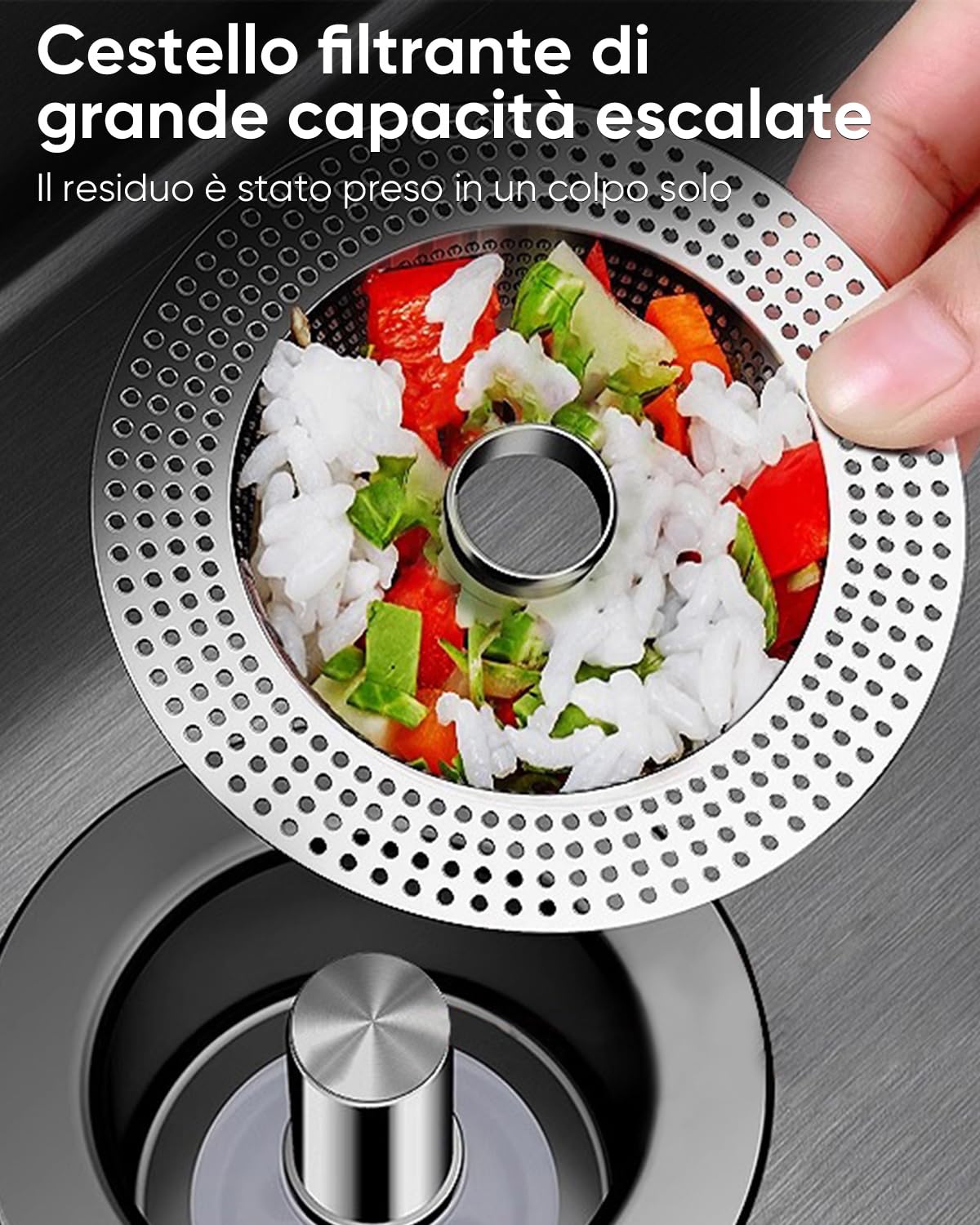 Tappo lavandino cucina e filtro lavandino combinato, 3 in 1 tappo lavello cucina in acciaio inox e filtro lavandino cucina per scarichi standard, protezioni ideali per il scarico lavandino cucina