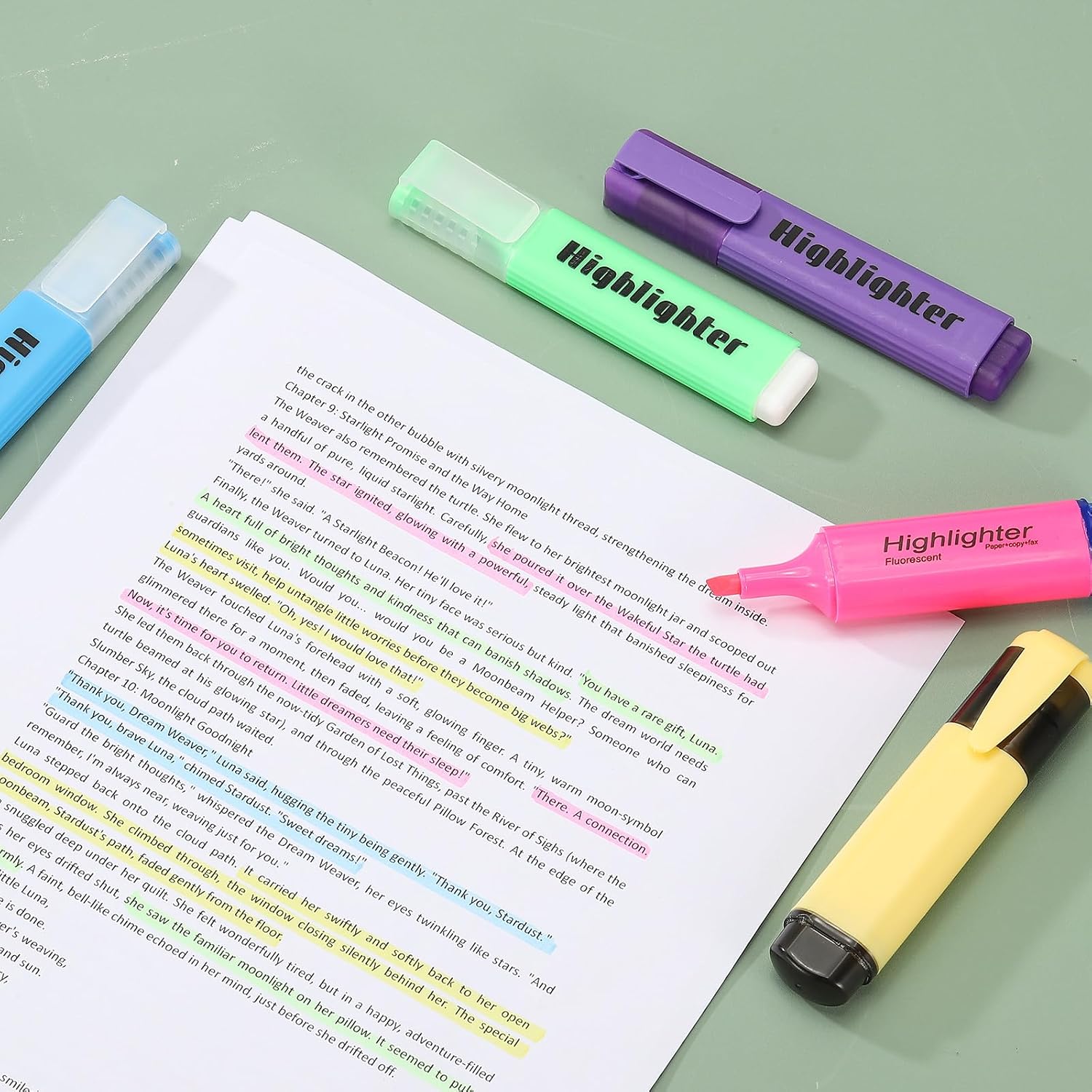 PATIKIL Cute Highlighters, 6 Pack no Bleeding High Lighters Colored Marker Pens Large Capacity Big Bulk Pastel for Office Supplies Books Journal Studying DIY Home, Blue image 4