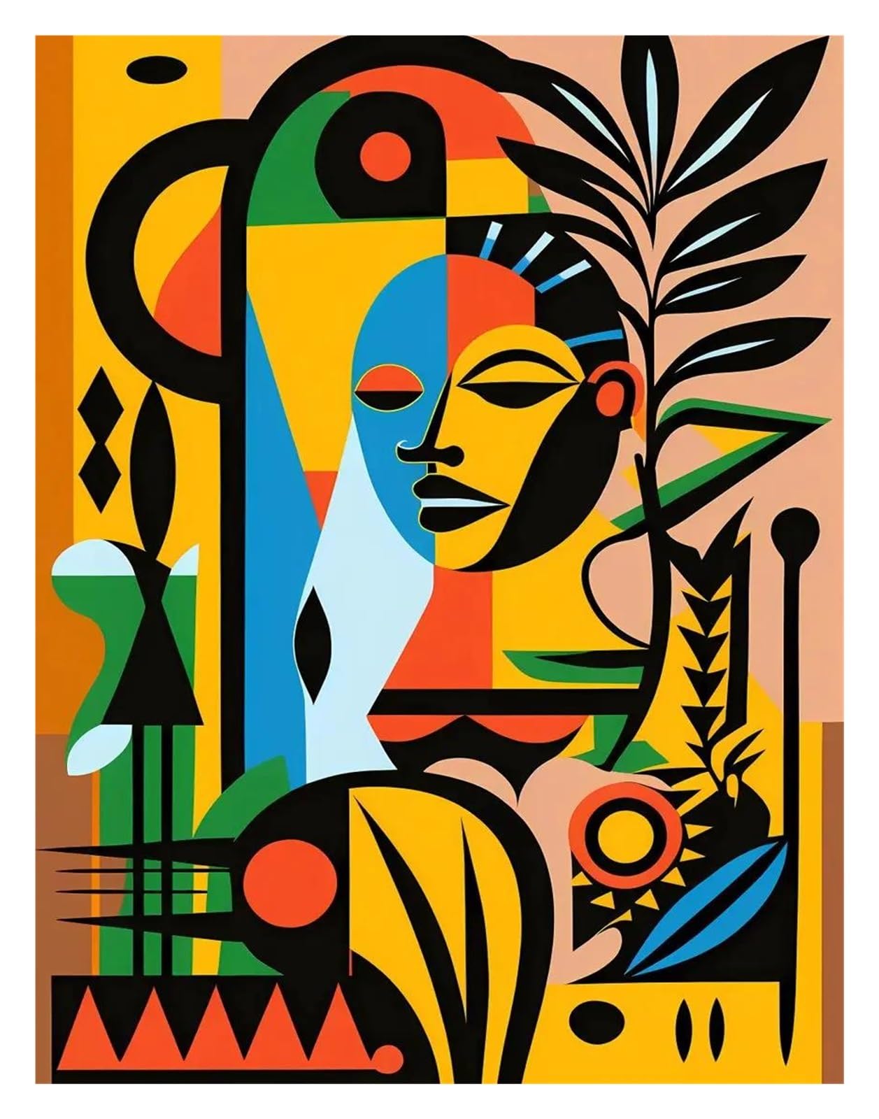 Peinture sur toile de femme africaine pour célébrer l'élégance et l'identité culturelle chez soi