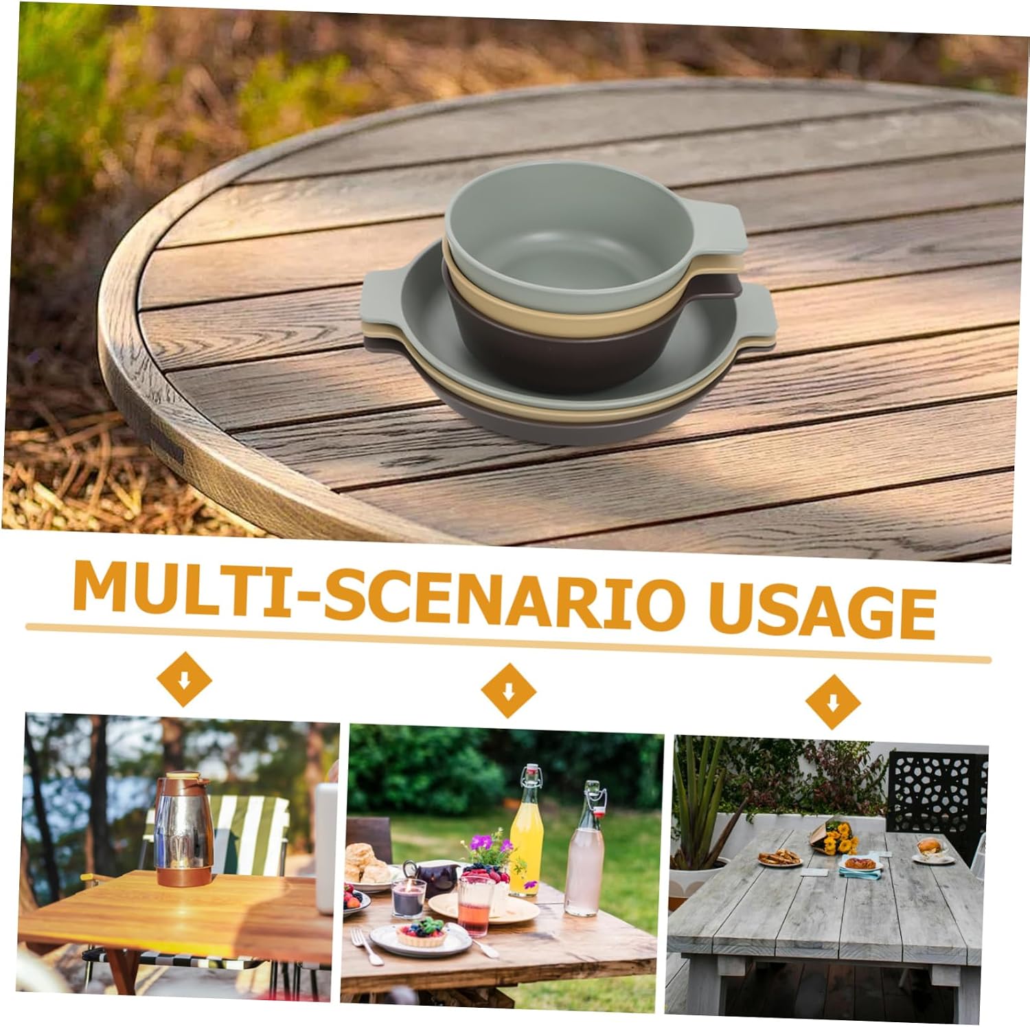 1set Unbreakable Outdoor Portable Dinnerware Set Lightweight Plastic Plates and Bowls for Camping Picnics and Plates Bowls